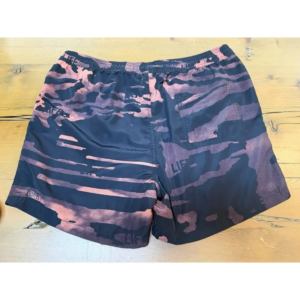 Ksubi Mens Swim Trunks Shorts Large Camo Black Orange Drawstring Casual Beach